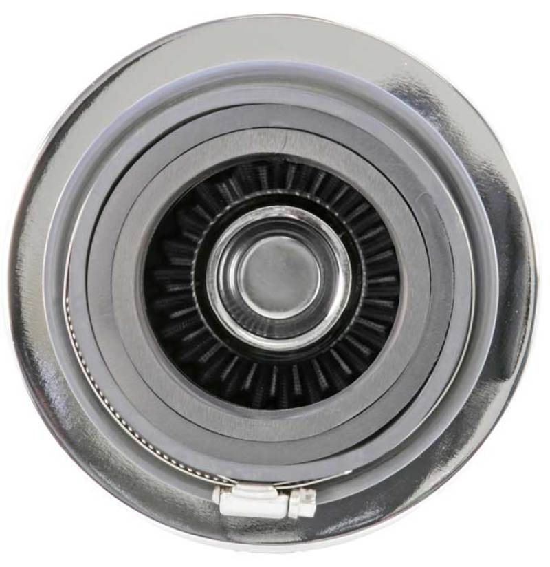 K&N Universal Filter Chrome Round Tapered White - 4in Flange ID x 1.125in Flange Length x 5.5in H K&N Engineering