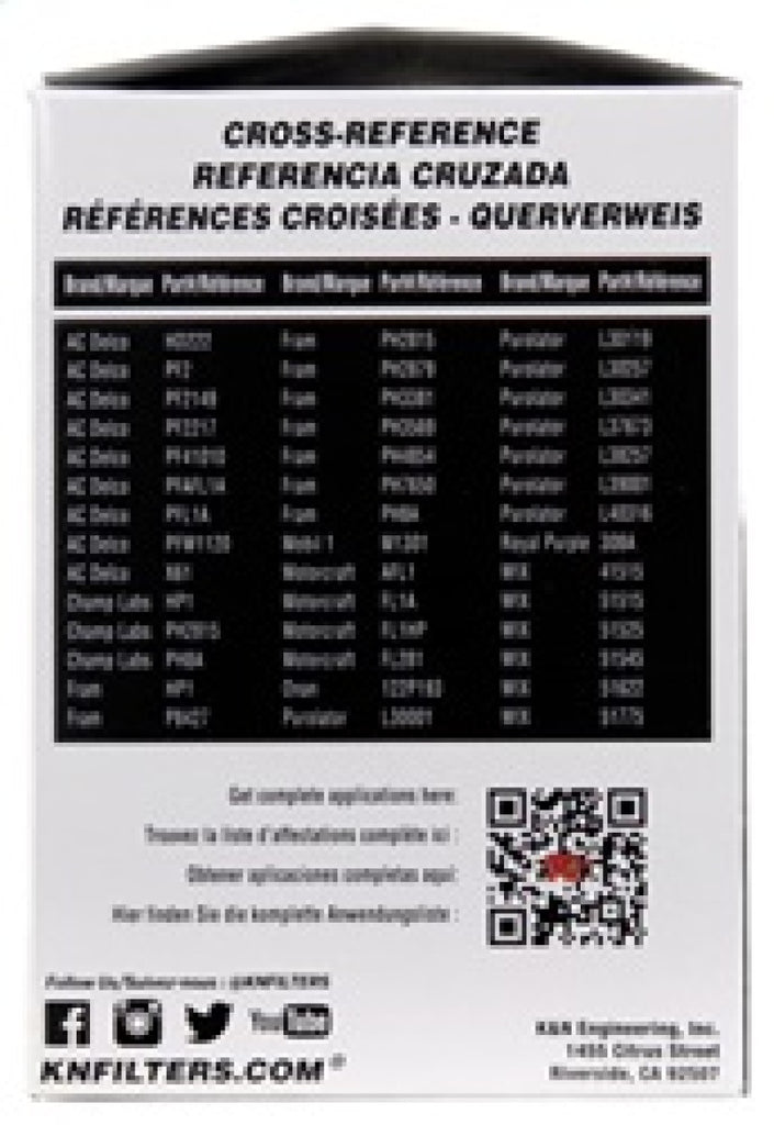 K&N Oil Filter for Ford/Audi/VW/Toyota/Mercury/Mazda/Nissan/Dodge/Lincoln/Volvo 3.656in OD K&N Engineering