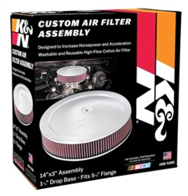 K&N 14in Red Custom Air Cleaner Assembly - 5.125in ID x 14in OD x 2.75in H x 1.25in Drop Base K&N Engineering