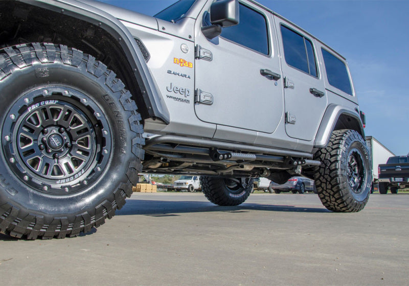 N-Fab RKR Rails 2018 Jeep Wrangler JL 4 Door Dab Length - Gloss Black - 1.75in N-Fab