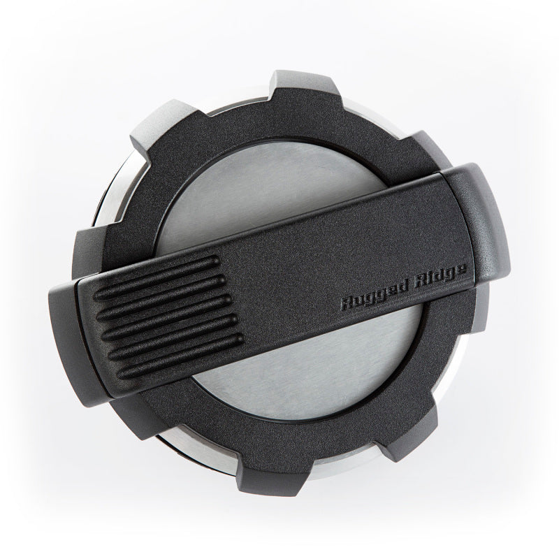 Rugged Ridge Elite Fuel Door Non-Lock Brushed Alum 07-18 Jeep Wrangler JK Rugged Ridge