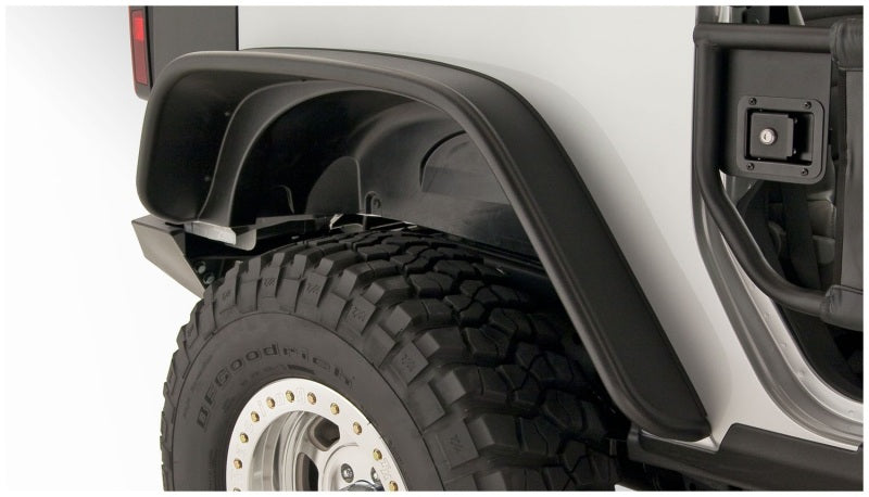 Bushwacker 07-18 Jeep Wrangler Flat Style Flares 2pc Fits 2-Door Sport Utility Only - Black Bushwacker