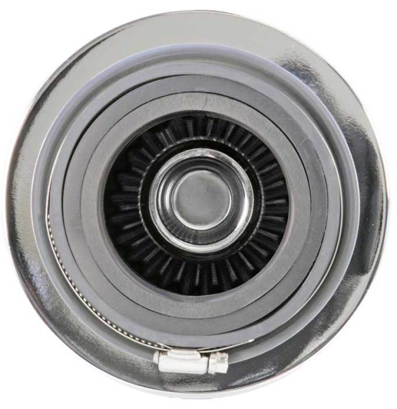 K&N Universal Filter Chrome Round Tapered White - 4in Flange ID x 1.125in Flange Length x 5.5in H K&N Engineering