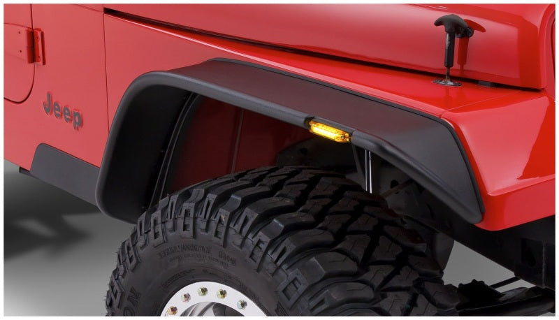 Bushwacker 87-95 Jeep Wrangler Flat Style Flares 2pc Excludes Renegade - Black Bushwacker