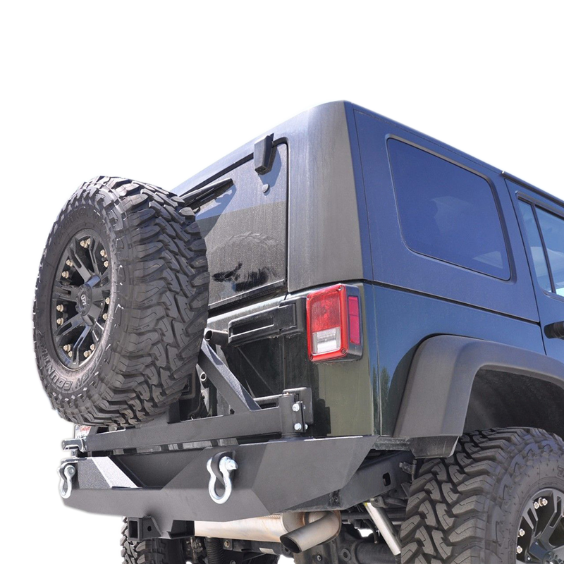 DV8 Offroad 07-18 Jeep Wrangler JK Rear Aluminum Bumper w/ Tire Carrier - Black DV8 Offroad