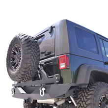 Load image into Gallery viewer, DV8 Offroad 07-18 Jeep Wrangler JK Rear Aluminum Bumper w/ Tire Carrier - Black DV8 Offroad