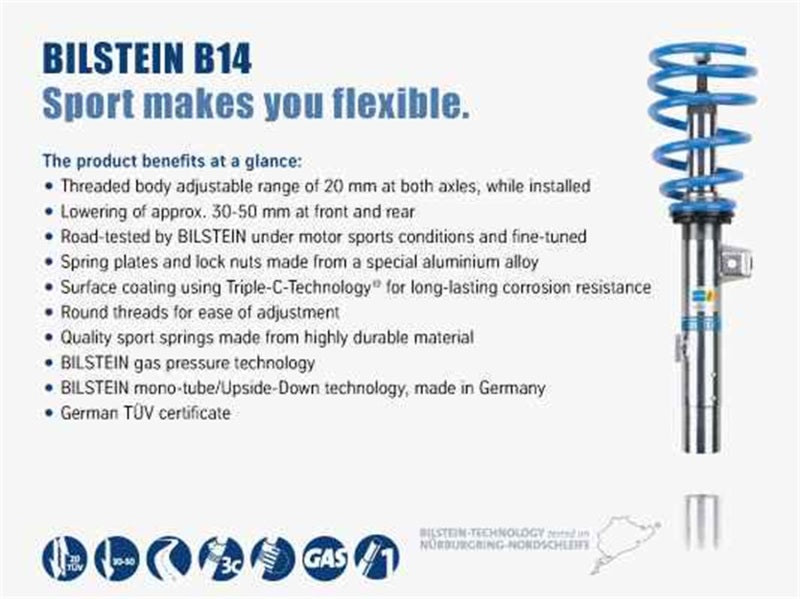 Bilstein B14 2008 Audi TT Quattro Base Front and Rear Suspension Kit Bilstein