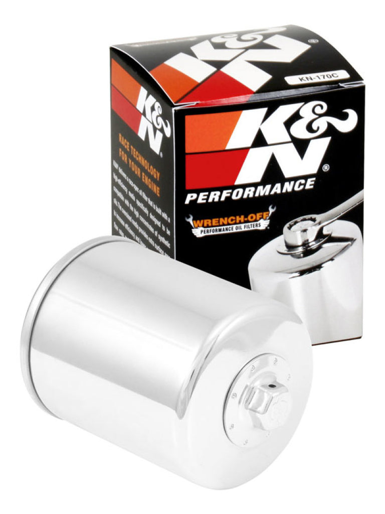 K&N Harley Davidson 3in OD x 4.063in H Chrome Oil Filter K&N Engineering