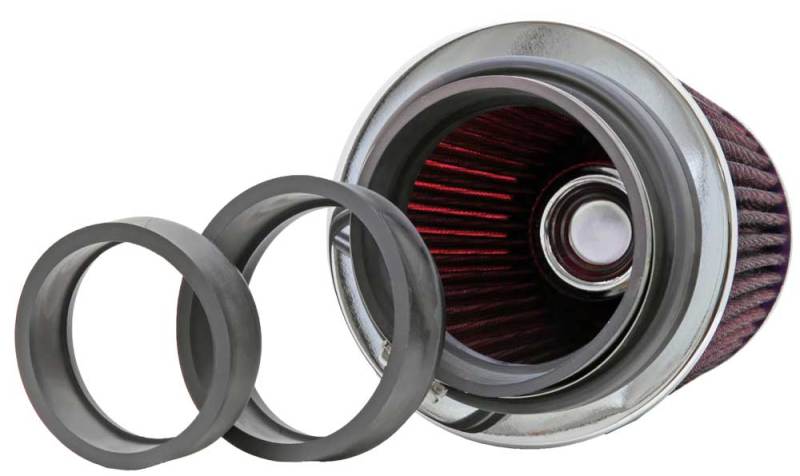 K&N Universal Air Filter Chrome Round Tapered Red - 4in Flange ID x 1.125in Flange Length x 5.5in H K&N Engineering