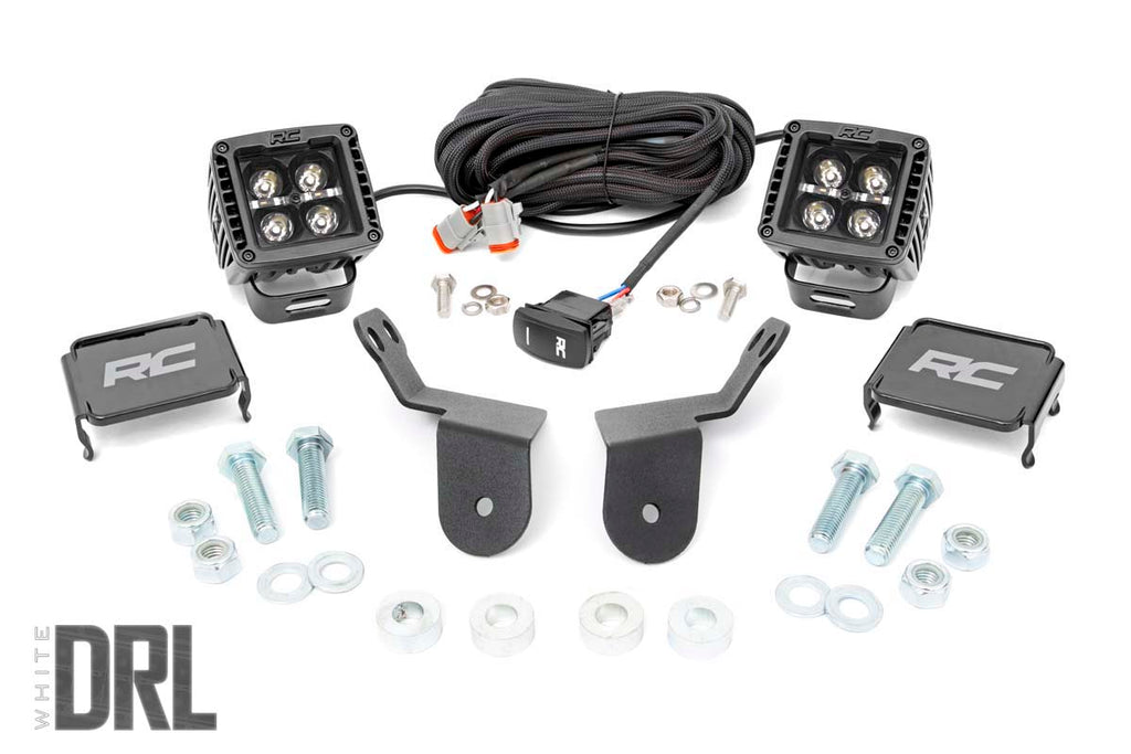 LED Light | Cage Mount | 2" Black Pair | White DRL | Honda Pioneer 1000/1000-5 Rough Country