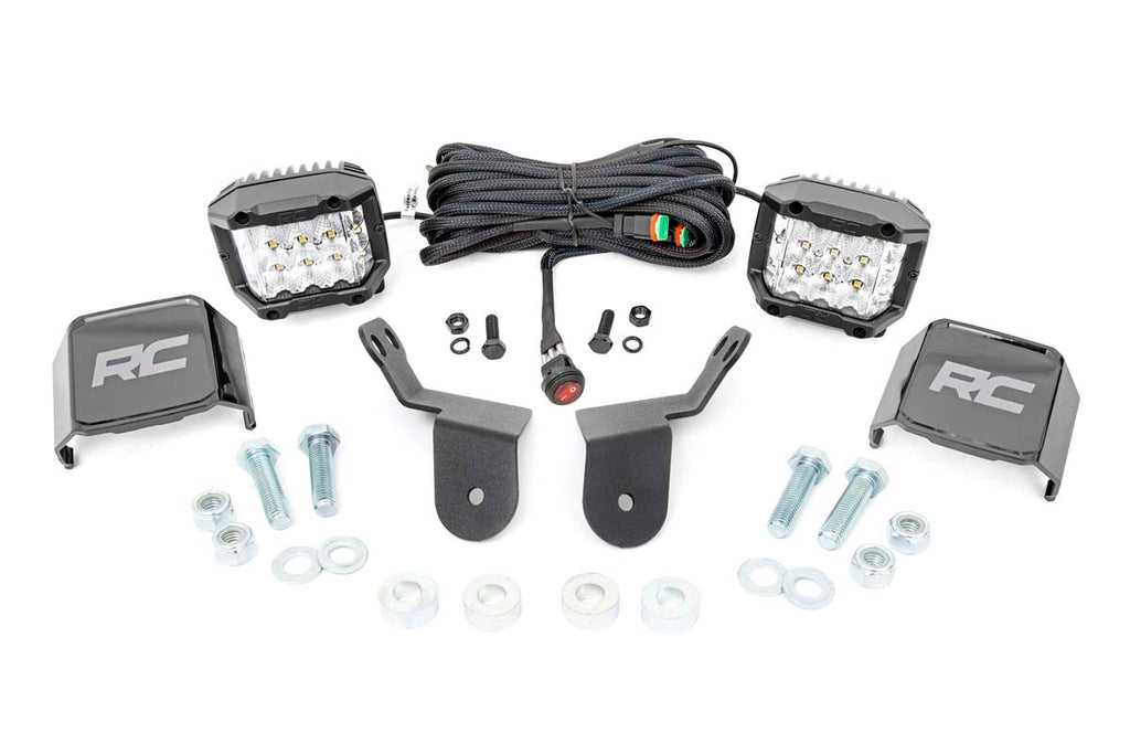 LED Light | Cage Mount | 2" Chrome Pair | Wide Angle | Honda Pioneer 1000/1000-5 Rough Country