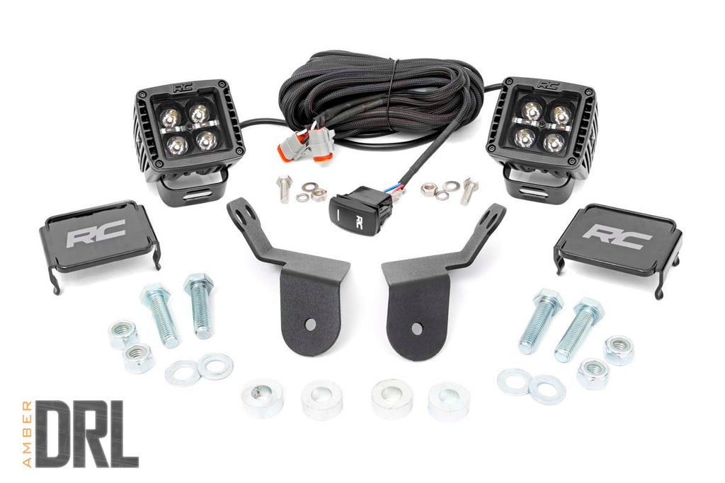LED Light | Cage Mount | 2" Black Pair | Amber DRL | Honda Pioneer 1000/1000-5 Rough Country