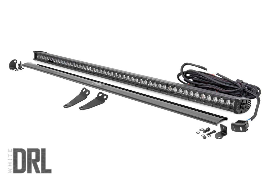 LED Light | Lower Windshield | 50" Black Single Row | White DRL | Polaris General/General XP Rough Country