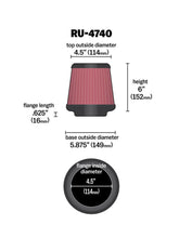 Load image into Gallery viewer, K&amp;N Filter Universal Rubber Filter Round Tapered 4.5in  Flange 5.875in Base 4.5 inch Top 6in  Height K&amp;N Engineering