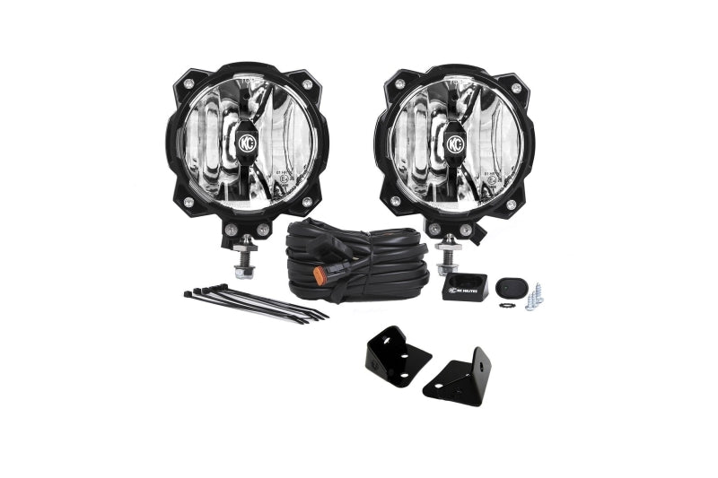 KC HiLiTES 07-18 Jeep JK 6in Pro6 Gravity LED Pillar Mount 2-Light Sys (20W Spot Beam) KC HiLiTES