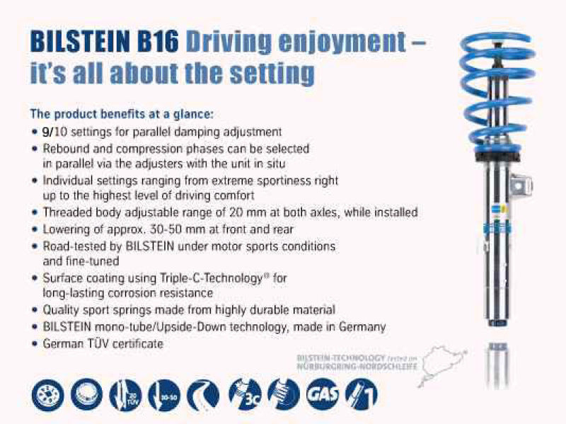 Bilstein B16 (PSS10) 2015 BMW M3 / M4 Front & Rear Performance Suspension System Bilstein