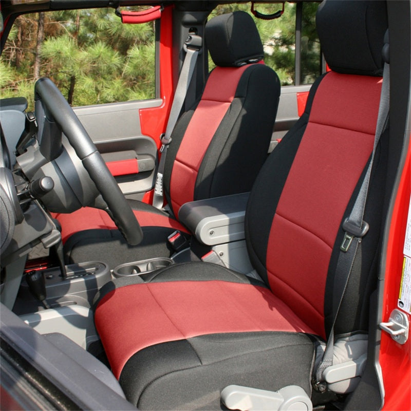 Rugged Ridge Seat Cover Kit Black/Red 11-18 Jeep Wrangler JK 2dr Rugged Ridge