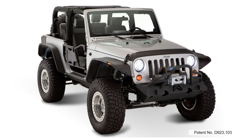 Bushwacker 07-18 Jeep Wrangler Flat Style Flares 4pc Fits 2-Door Sport Utility Only - Black Bushwacker