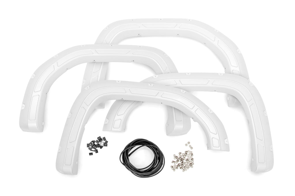 Defender Pocket Fender Flares | GAZ Summit White | GMC Sierra 1500 (19-23) Rough Country