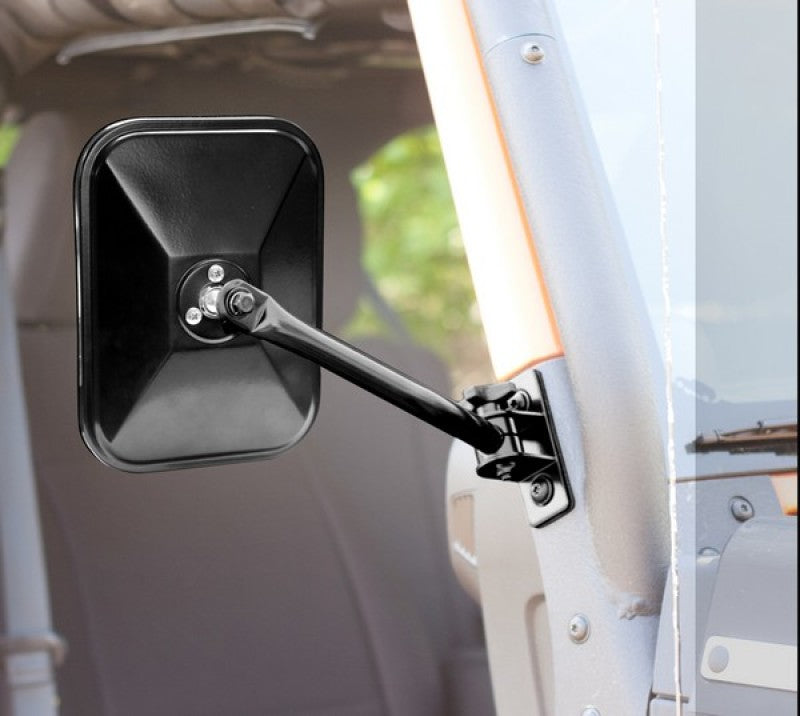 Rugged Ridge 97-18 Jeep Wrangler Black Rectangular Quick Release Mirror Rugged Ridge
