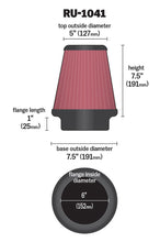 Load image into Gallery viewer, K&amp;N Universal Clamp-On Air Filter 6in FLG / 7-1/2in B / 5in T / 7-1/2in H K&amp;N Engineering