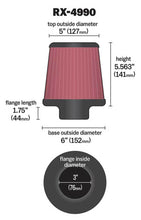Load image into Gallery viewer, K&amp;N Filter Universal X Stream Clamp-On 3 inch Flange 6 inch Base  5 inch Top 5 9/16 inch Height K&amp;N Engineering