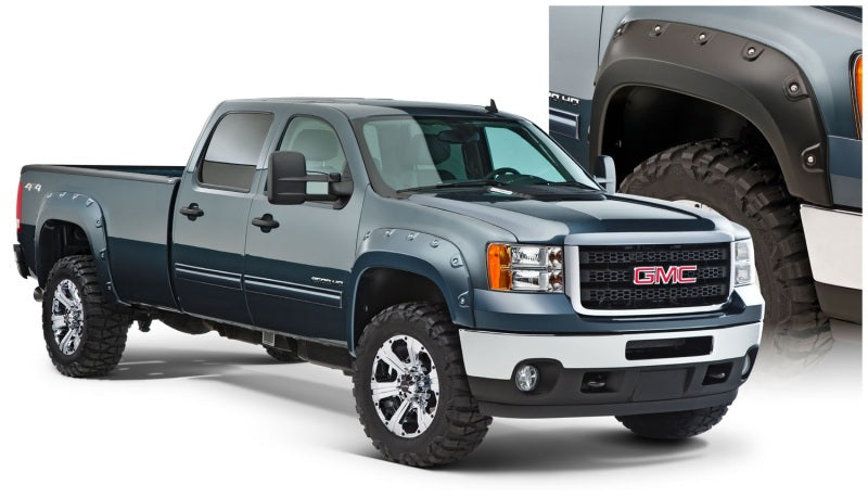 Bushwacker 11-14 GMC Sierra 3500 Fleetside Boss Pocket Style Flares 4pc Excludes Dually - Black Bushwacker