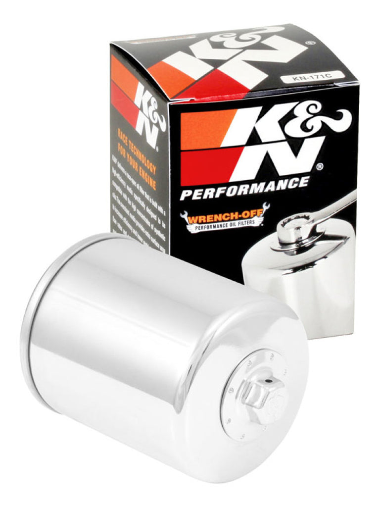 K&N Harley Davidson / Buell 3in OD x 4.063in H Chrome Oil Filter K&N Engineering
