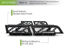 Load image into Gallery viewer, DV8 Offroad 20-22 Jeep Gladiator JT / 05-21 Toyota Tacoma Overland Bed Rack - 2pc. Adjustable DV8 Offroad
