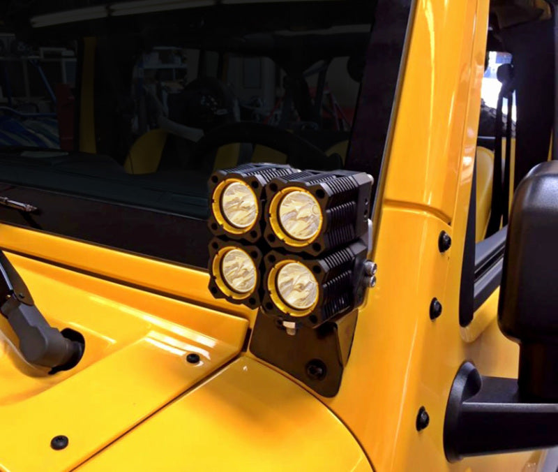 KC HiLiTES 07-18 Jeep JK A-Pillar Windshield Light Mount Bracket Set (Pair) - Black KC HiLiTES