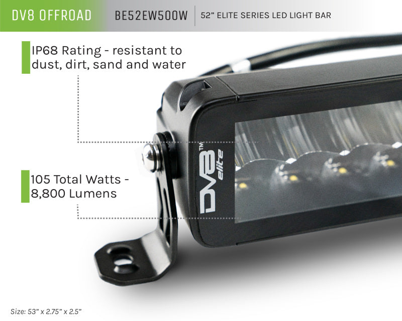 DV8 Offroad 52in Elite Series Light Bar 500W LED - Black DV8 Offroad