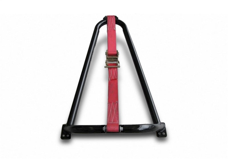 N-Fab Bed Mounted Tire Carrier Universal - Gloss Black - Red Strap N-Fab