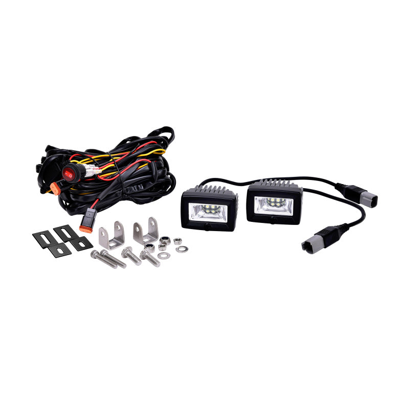 KC HiLiTES C-Series C2 LED 2in. Backup Area Flood Light 20w (Pair Pack System) - Black KC HiLiTES