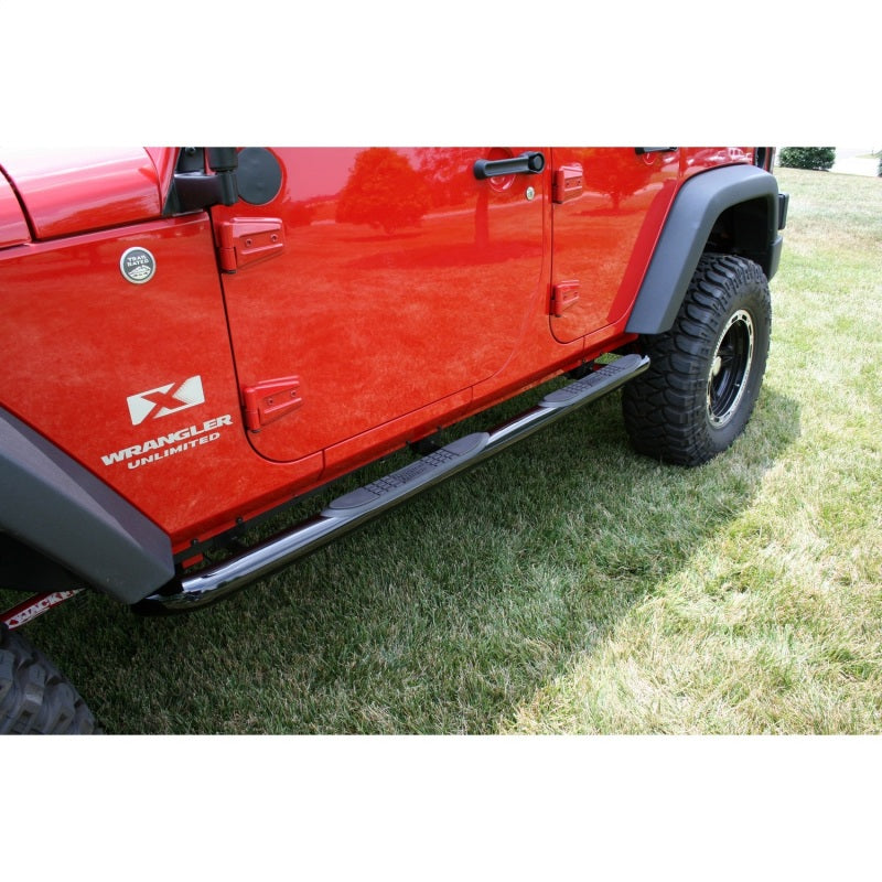 Rugged Ridge 3-In Round Side Steps Black 07-18 4-Door Jeep Wrangler Rugged Ridge