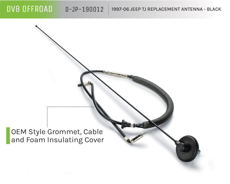 DV8 Offroad 1997-06 Jeep TJ Replacement Antenna Black DV8 Offroad