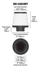 Load image into Gallery viewer, K&amp;N Universal Filter Chrome Round Tapered White - 4in Flange ID x 1.125in Flange Length x 5.5in H K&amp;N Engineering