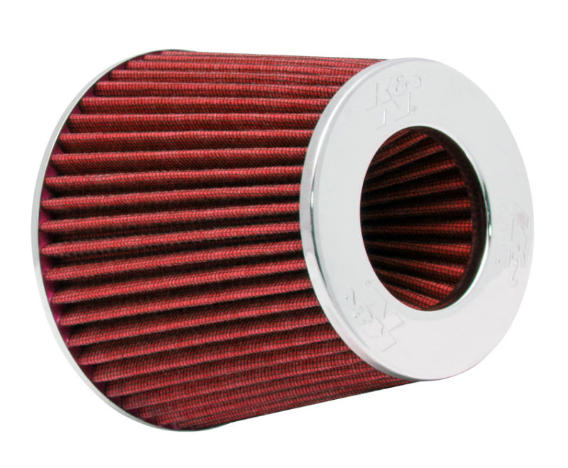 K&N Universal Air Filter Chrome Round Tapered Red - 4in Flange ID x 1.125in Flange Length x 5.5in H K&N Engineering