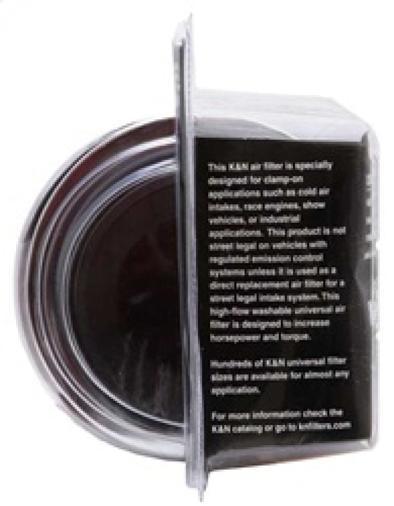 K&N Universal Air Filter Chrome Round Tapered Red - 4in Flange ID x 1.125in Flange Length x 9.5in H K&N Engineering