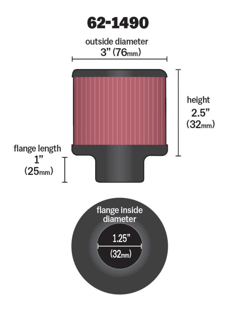 K&N Rubber Base Chrome Top Push-In Crankcase Vent Filter 3in OD x 2-1/2in H. K&N Engineering