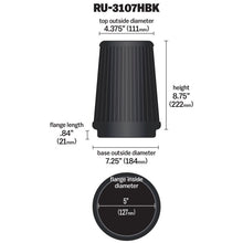 Load image into Gallery viewer, K&amp;N Universal Air Filter (5in Flange / 6-1/2in Base / 4-3/8in Top OD / 8-3/4in Height) K&amp;N Engineering