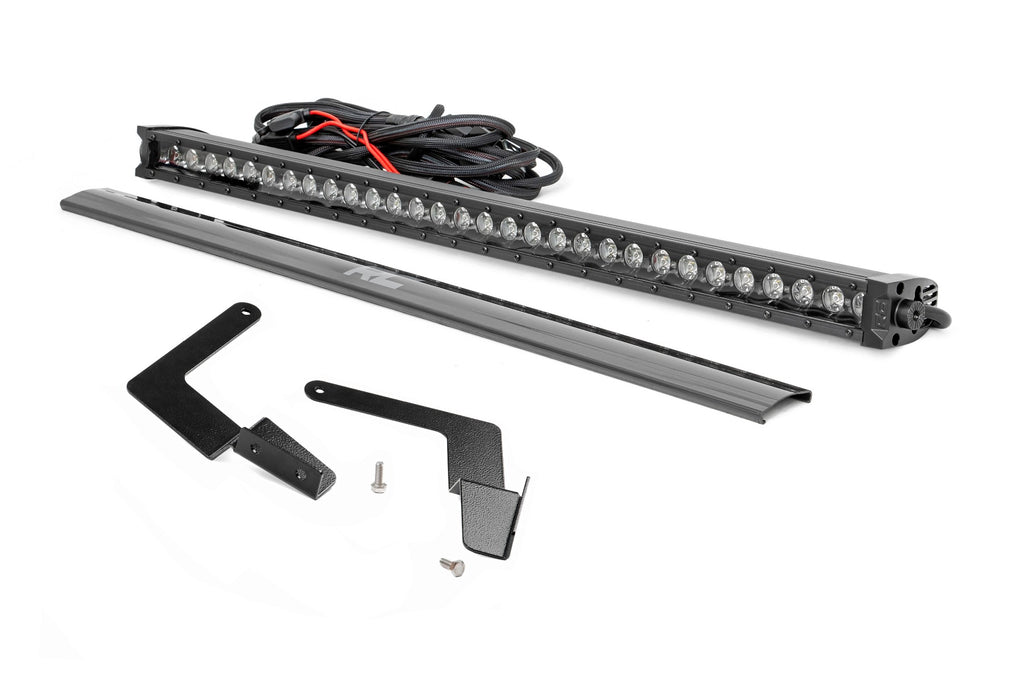 LED Light | Lower Grille Mnt | 30" Black Single Row | White DRL | Toyota Tacoma (16-23) Rough Country