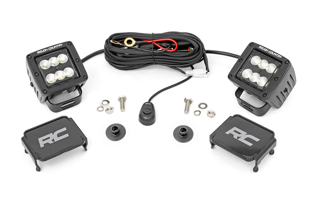LED Light Kit | Ditch Mount | 2" Black Pair | Flood Pattern | Ford Bronco (21-23) Rough Country