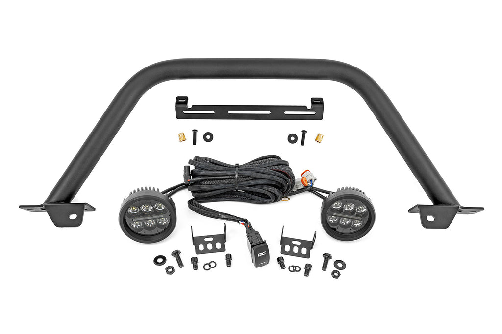 Safari Bar | 3.5" Round LED (Pair) | Black | Amber DRL | OE Modular Steel | Ford Bronco 4WD (21-23) Rough Country