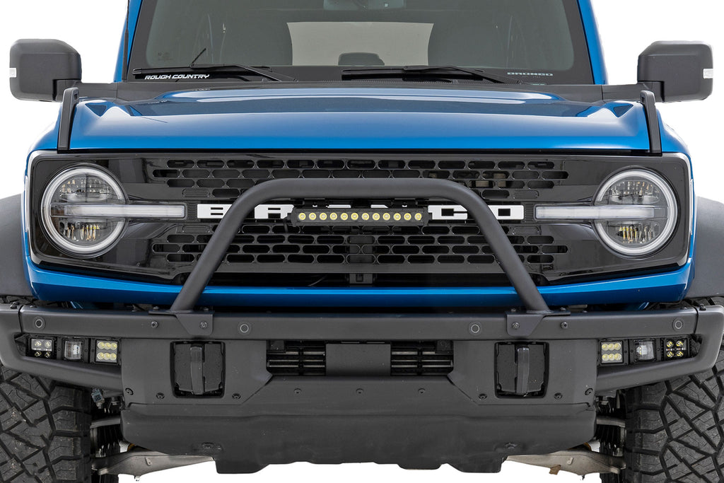 Safari Bar | 12" LED Light Bar | Black | DRL | Single Row | OE Modular Steel | Ford Bronco 4WD ( Rough Country