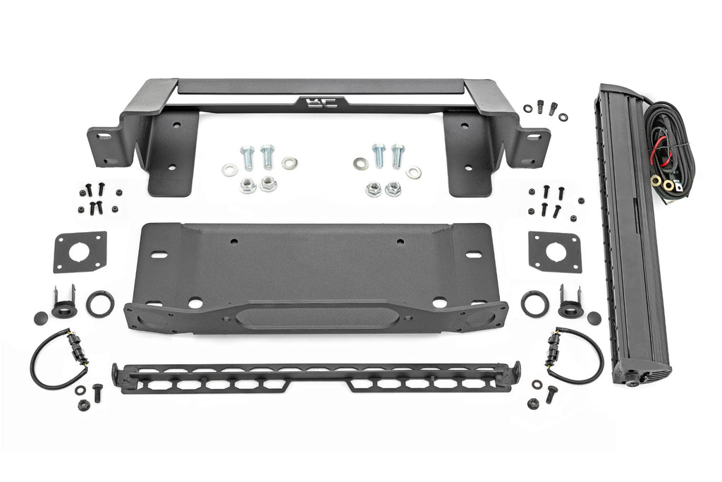 High Winch Mount | All Models | 20 Inch Black Single Row LED | Ford Bronco (21-23) Rough Country