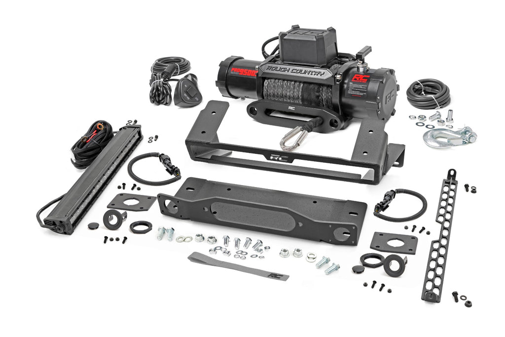 High Winch Mount | All Models | 9500S | 20 Inch Black Single Row LED | Ford Bronco (21-23) Rough Country