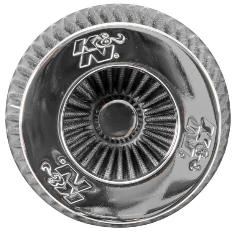 K&N Universal Filter Chrome Round Tapered White - 4in Flange ID x 1.125in Flange Length x 5.5in H K&N Engineering