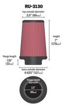 Load image into Gallery viewer, K&amp;N Filter Universal Rubber Filter 3 1/2 inch Flange 4 5/8 inch Base 3 1/2 inch Top 7 inch Height K&amp;N Engineering