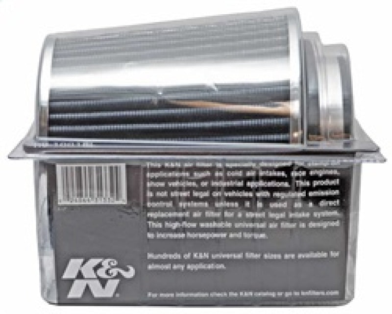 K&N Universal Filter Chrome Round Tapered White - 4in Flange ID x 1.125in Flange Length x 5.5in H K&N Engineering