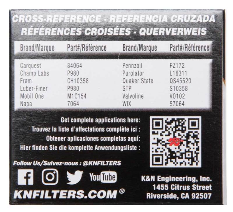 K&N Toyota / Lexus / Scion 1.50in OD x 2.25in H Oil Filter K&N Engineering